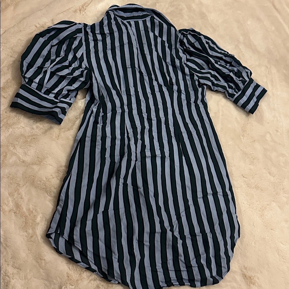 Zara Blue and Green Striped Shirt dress, size m - Picture 7 of 11